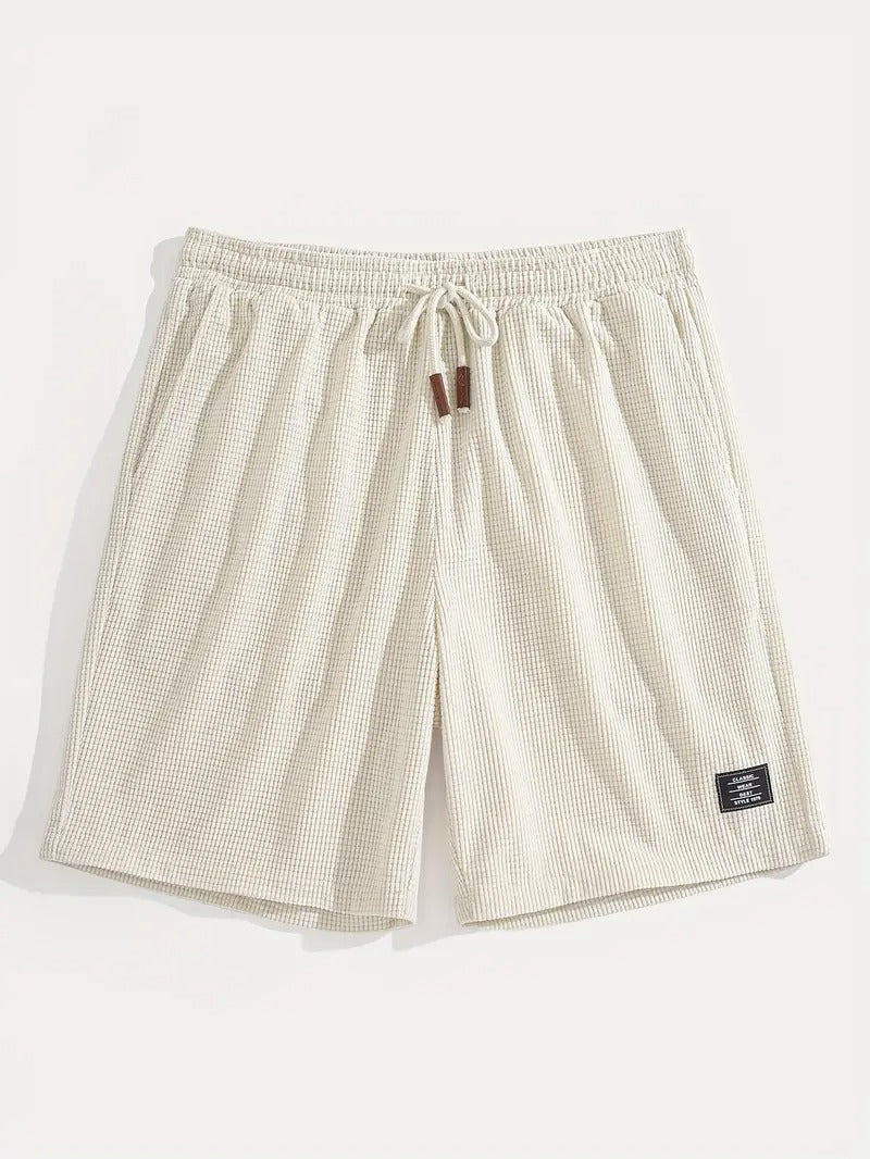 TEXTURED DRAWSTRING CASUAL SHORTS