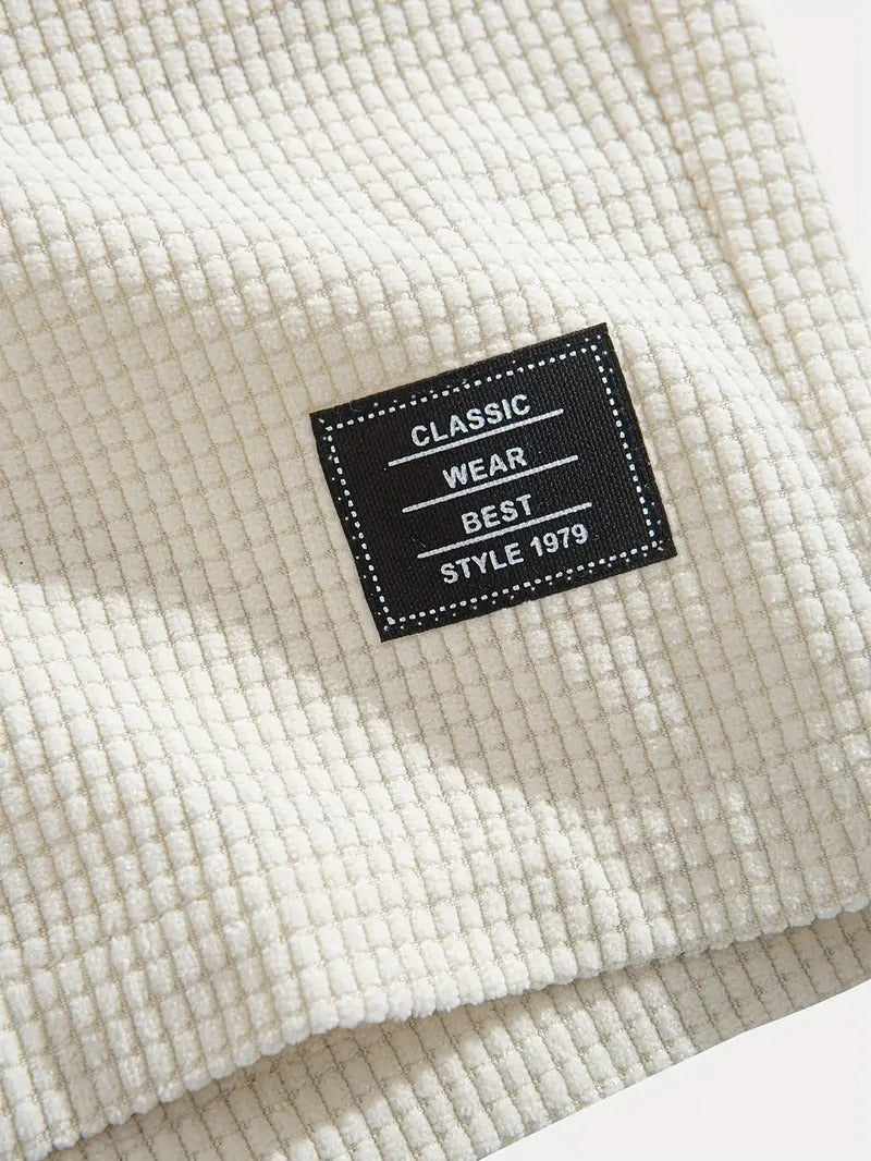 TEXTURED DRAWSTRING CASUAL SHORTS
