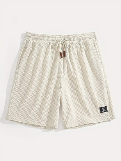 TEXTURED DRAWSTRING CASUAL SHORTS